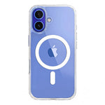 Load image into Gallery viewer, Case UpHere clear magnetic phone case with white MagSafe ring and Apple logo cutout. Protects phone from drops and scratches.

